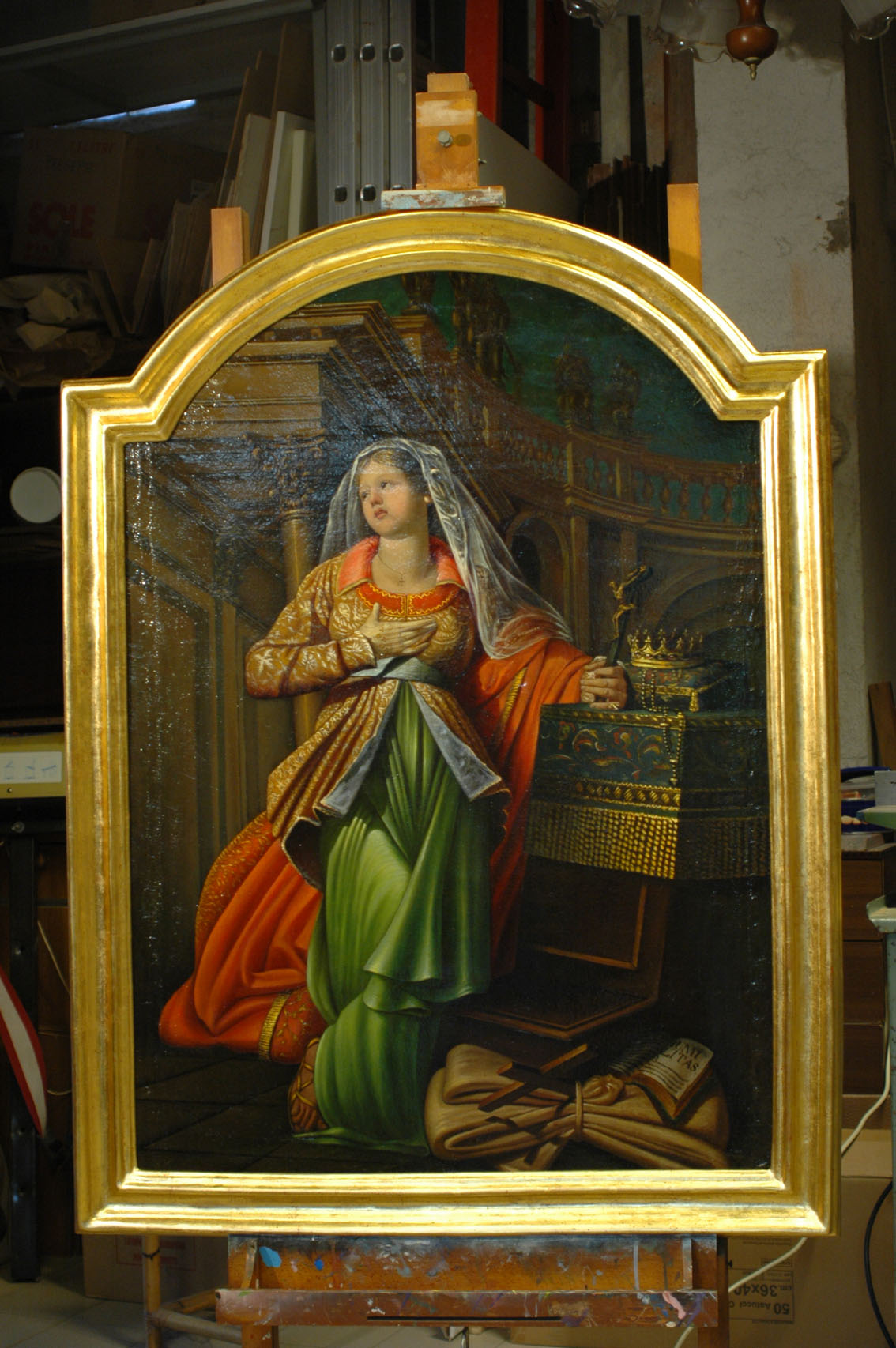 Cornice e dipinto di Santa Elisabetta