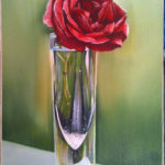 Rosa rossa nel bicchiere 20x30