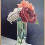 Rose bianco rosse nel bicchiere 22x35