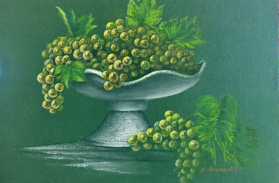 Uva su sfondo verde - Carboncini colorati